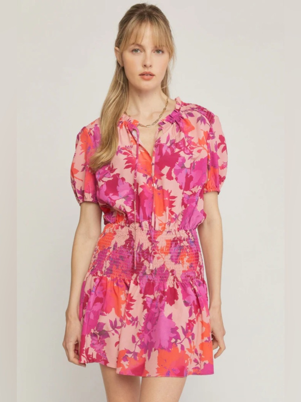 Floral Smocked Waist Dress